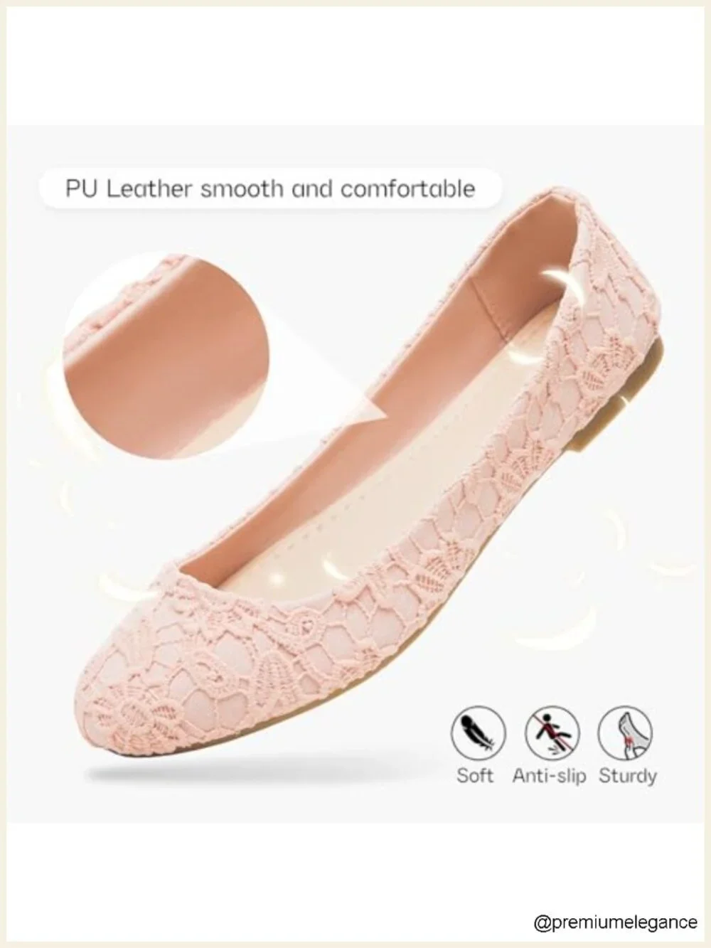Lace Mesh Ballet Flats Round Toe Low Heel - Foldable & Comfortable